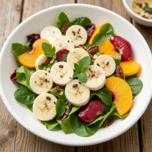 salade spitskool, banaan, nectarine